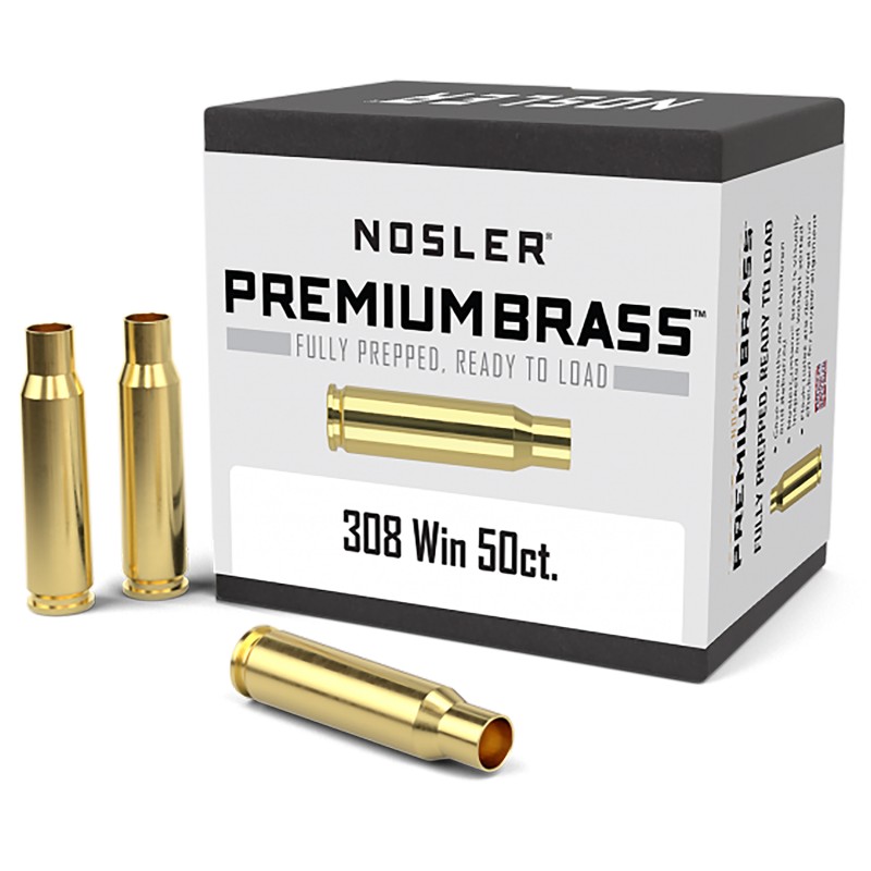 Nosler 10225 Premium Brass Unprimed Cases 308Win Rifle Brass 50Box