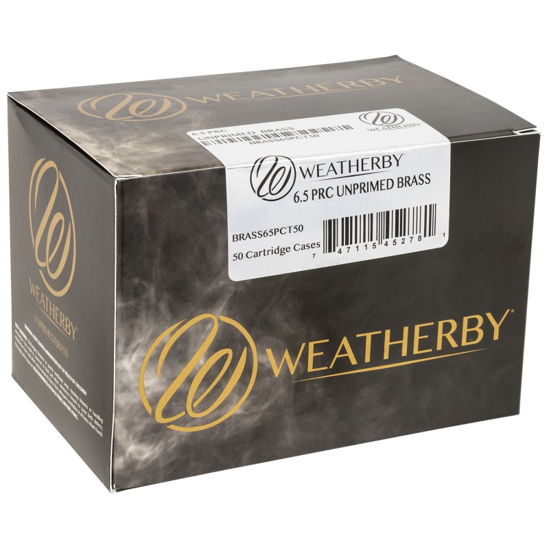 Weatherby BRASS65PCT50 Unprimed Cases  6.5PRC Rifle Brass 50Box