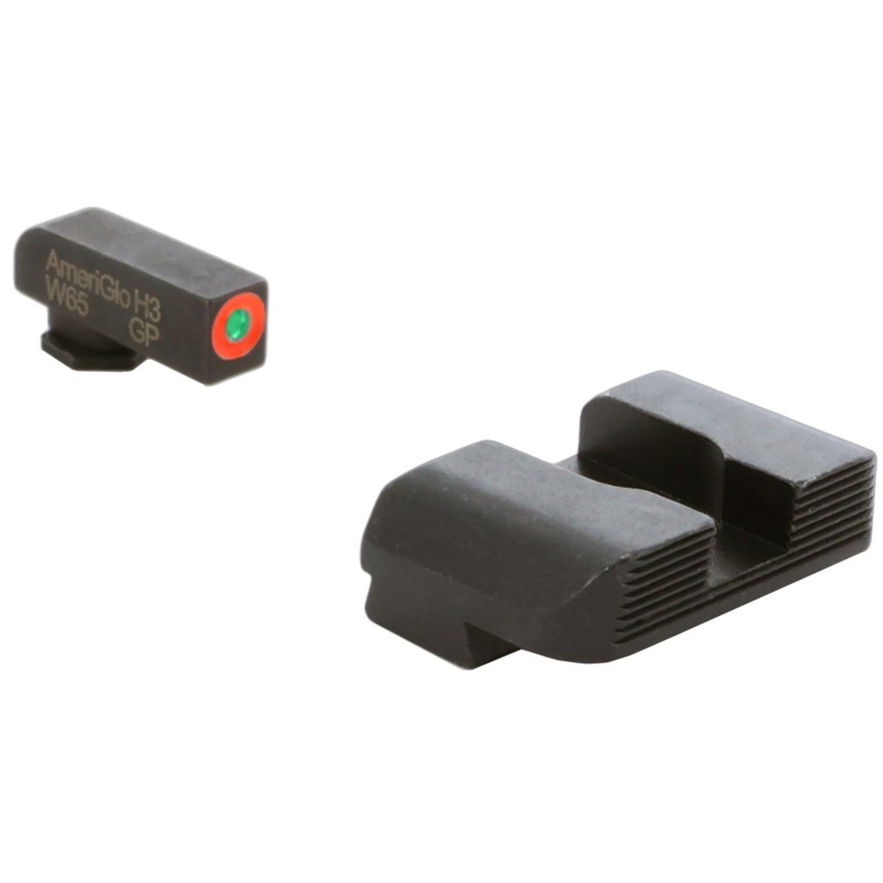 AmeriGlo GL434 Protector Sight Set for Glock  Green Tritium Orange Outline Front SightBlack Serrated Rear Sight