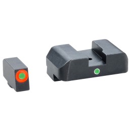 AmeriGlo GL203 iDot Sight  Set for Glock  Green Tritium Orange Outline Front SightGreen Tritium Rear Sight