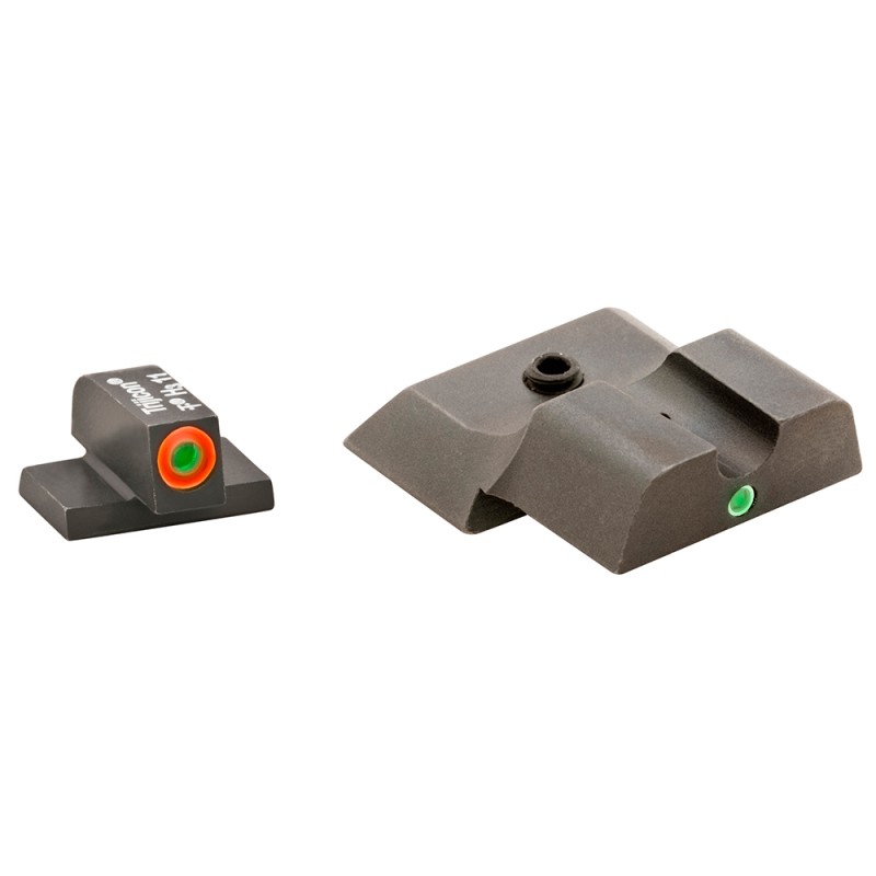 AmeriGlo SW245 iDot Sight Set for Smith  Wesson MP Shield  Green Tritium Orange Outline Front SightGreen Tritium Rear Sight