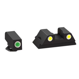 AmeriGlo GL431 Classic Tritium Sight Set for Glock  Green Tritium White Outline Front SightYellow Tritium White Outline Rear Sig