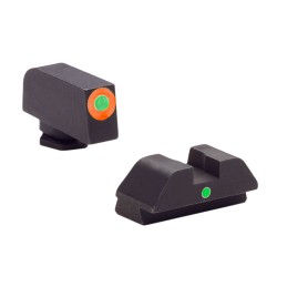 AmeriGlo GL205 iDot Sight  Set for Glock  Green Tritium Orange Outline Front SightGreen Tritium Rear Sight