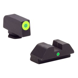 AmeriGlo GL305 iDot Sight  Set for Glock  Green Tritium LumiGreen Outline Front SightGreen Tritium Rear Sight