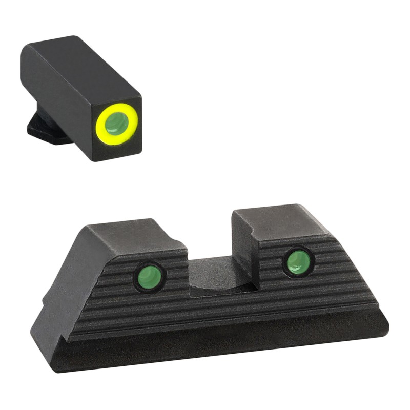 AmeriGlo GL819 Trooper Sight Set for Glock  Green Tritium LumiGreen Outline Front SightGreen Tritium Black Outline Rear Sight