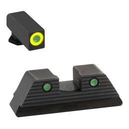 AmeriGlo GL820 Trooper Sight Set for Glock  Green Tritium Lumigreen Outline Front SightGreen Tritium Black Outline Rear Sight