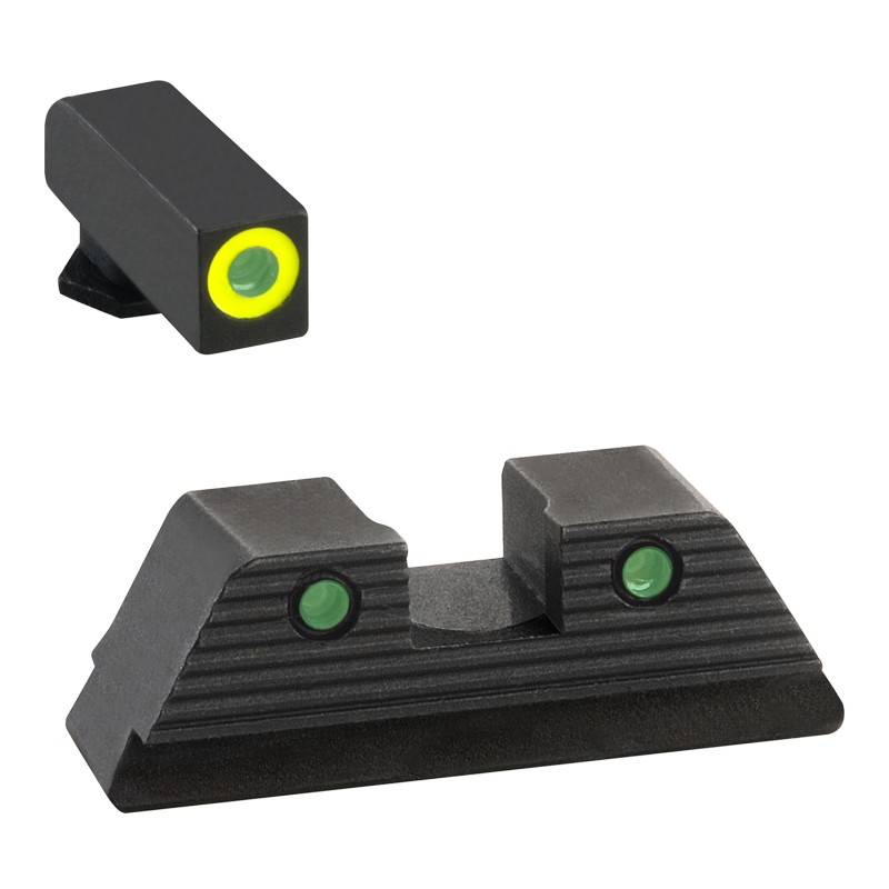 AmeriGlo GL821 Trooper Sight Set for Glock  Green Tritium LumiGreen Outline Front SightGreen Tritium Black Outline Rear Sight