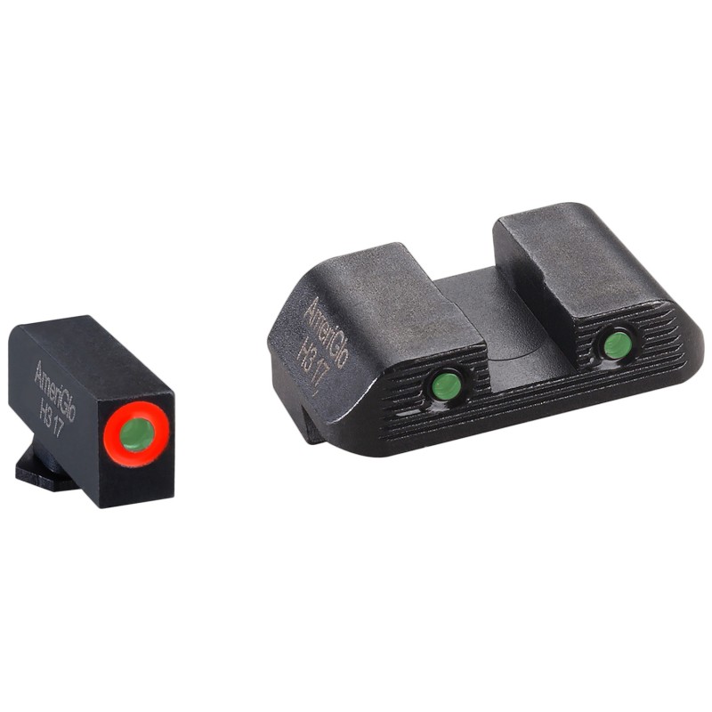 AmeriGlo GL823 Trooper Sight Set for Glock  Green Tritium Orange Outline Front SightGreen Tritium Black Outline Rear Sight