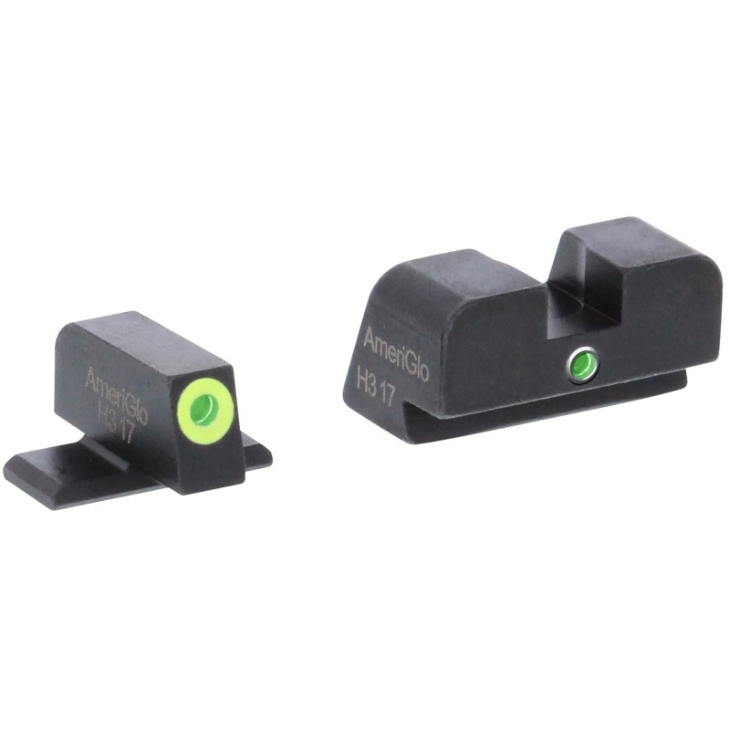 AmeriGlo SG301 iDot Sight Set for SIG Sauer  Green Tritium LumiGreen Outline Front SightGreen Tritium Rear Sight