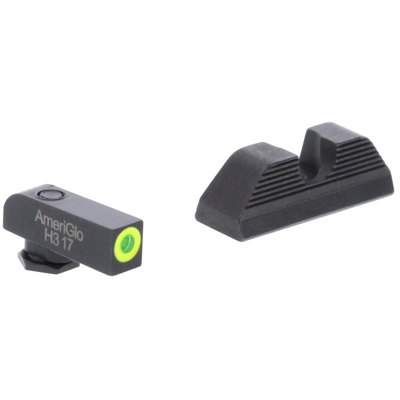 AmeriGlo GL352 Protector Sight Set for Glock  Green Tritium LumiGreen Outline Front SightBlack Serrated Rear Sight