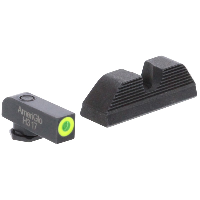 AmeriGlo GL354 Protector Sight Set for Glock  Green Tritium LumiGreen Outline Front SightBlack Serrated Rear Sight