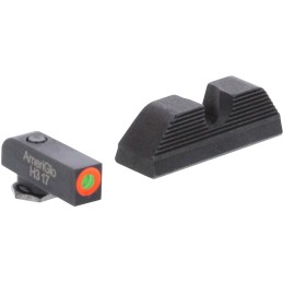 AmeriGlo GL5353 Protector Sight Set for Glock  Green Tritium Orange Outline Front SightBlack Serrated Rear Sight