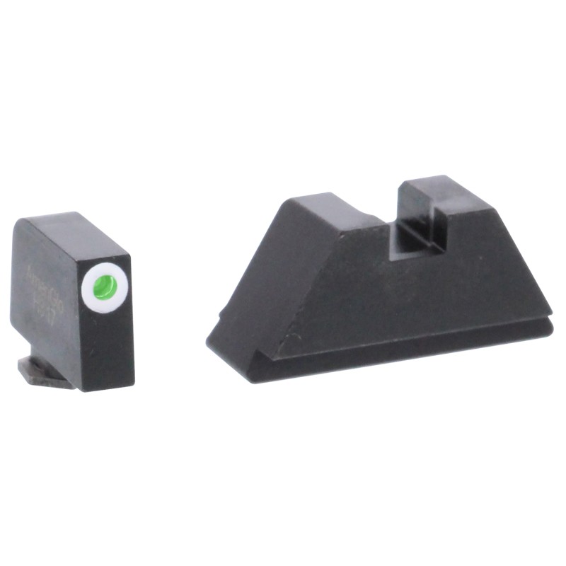 AmeriGlo GL411 Optic Compatible Sight Set for Glock  XL Tall Green Tritium White Outline Front SightGreen Tritium Black Rear Sig