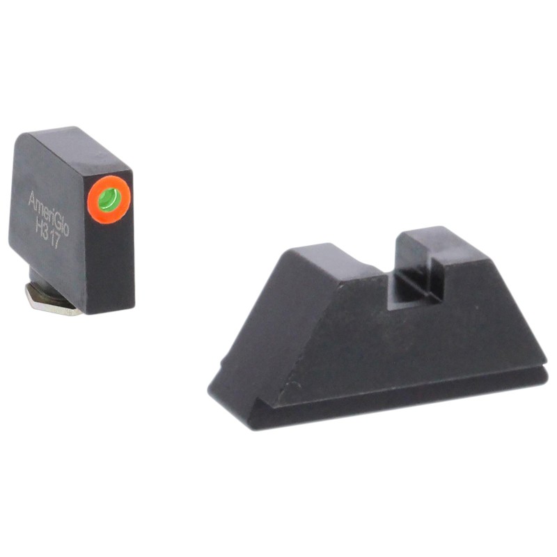 AmeriGlo GL511 Optic Compatible Sight Set for Glock  XL Tall Green Tritium Orange Outline Front SightGreen Tritium Black Rear Si