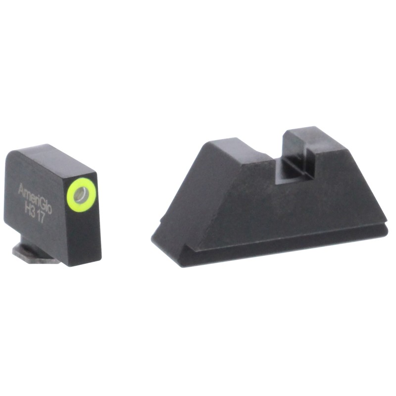 AmeriGlo GL611 Optic Compatible Sight Set for Glock  XL Tall Green Tritium LumiGreen Outline Front SightBlack Rear Sight