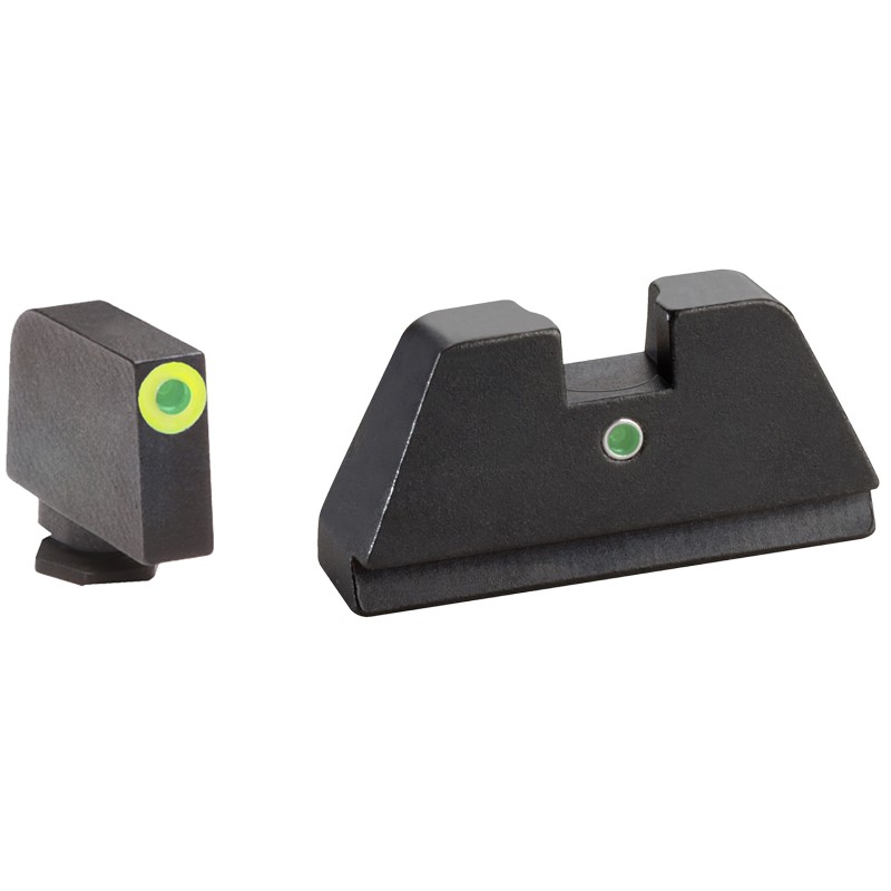 AmeriGlo GL391 Optic Compatible Sight Set for Glock  XL Tall Green Tritium LumiGreen Outline Front SightGreen Tritium  Rear Sigh