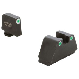 AmeriGlo GL330 Optic Compatible Sight Set for Glock  2XL Tall Green Tritium White Outline Front SightGreen Tritium White Outline