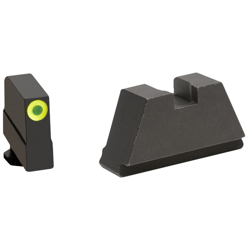 AmeriGlo GL691 Optic Compatible Sight Set for Glock  3XL Tall Green Tritium Lumigreen Outline Front SightBlack Rear Sight