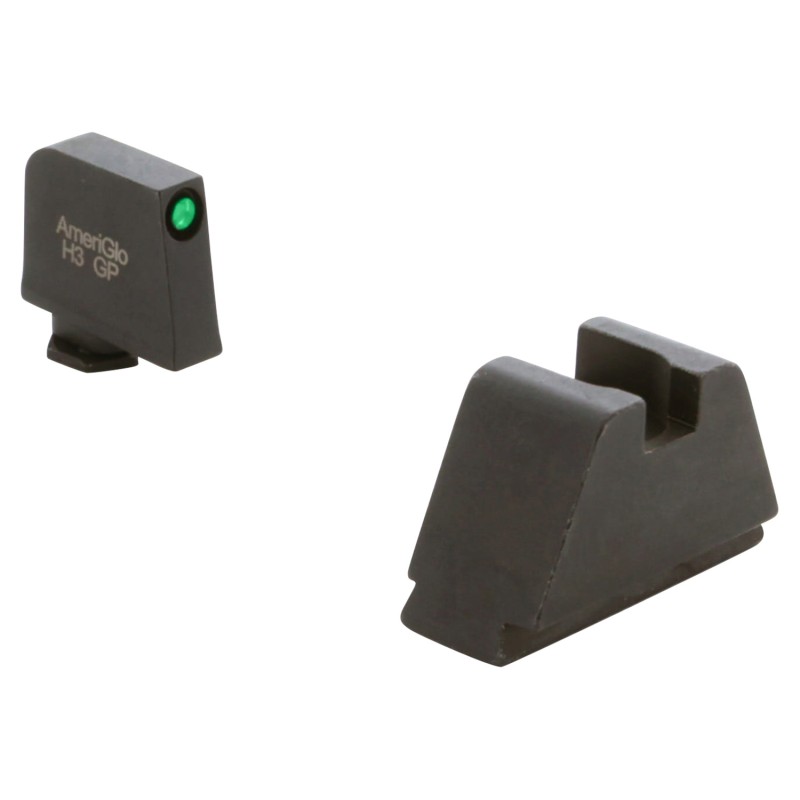 AmeriGlo GL811 Optic Compatible Sight Set for Glock  3XL Tall Green Tritium Black Outline Front SightBlack Rear Sight