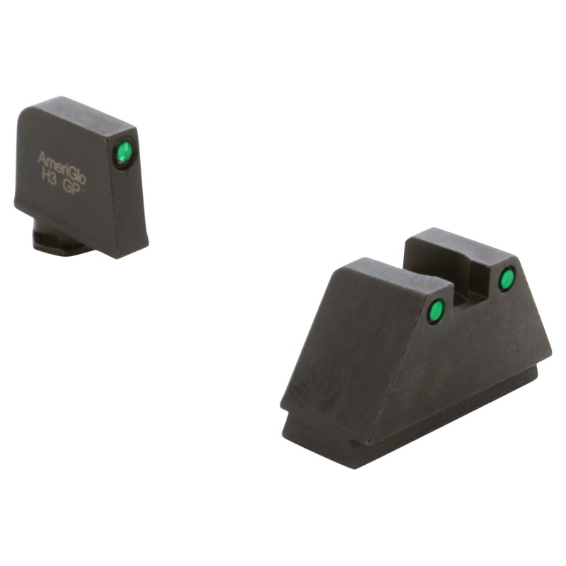 AmeriGlo GL815 Optic Compatible Sight Set for Glock  3XL Tall Green Tritium Black Outline Front SightGreen Tritium Black Outline