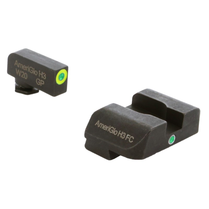 AmeriGlo GL301 iDot Sight  Set for Glock  Green Tritium LumiGreen Outline Front SightGreen Tritium Rear Sight