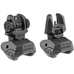 FAB Defense FXFRBS FrontRear Folding BackUp Sights  AR15 M16 M4 Low Profile Dual Aperture Rear Sight Black Polymer and Metal