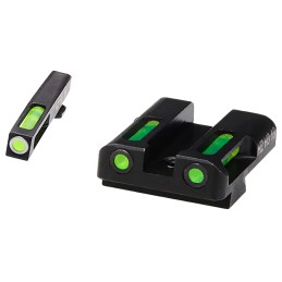 HiViz GLN325 LiteWave H3 Sight Set for Glock Green Tritium White Outline Front SightGreen Fiber Optic Rear Sight