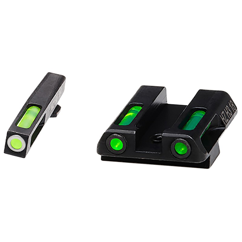 HiViz GLN321 LiteWave H3 Sight Set for Glock Green Tritium White Outline Front SightGreen Fiber Optic Rear Sight