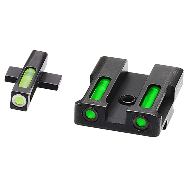 HiViz XDN321 LiteWave H3 Sight Set for Springfield XD Green Tritium White Outline Front SightGreen Fiber Optic Rear Sight