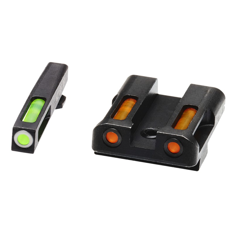 HiViz GLN425 LiteWave H3 Sight Set for Glock Green Tritium White Outline Front SightOrange Fiber Optic Rear Sight