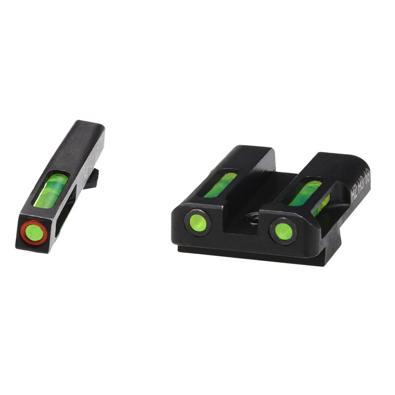 HiViz GLN525 LiteWave H3 Sight Set for Glock Green Tritium Orange Outline Front SightGreen Fiber Optic Rear Sight