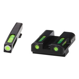 HiViz GLN329 LiteWave H3 Sight Set for Glock Green Tritium White Outline Front SightGreen Fiber Optic Rear Sight