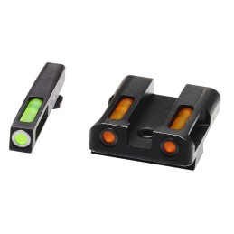 HiViz GLN429 LiteWave H3 Sight Set for Glock Green Tritium White Outline Front SightOrange Fiber Optic Rear Sight