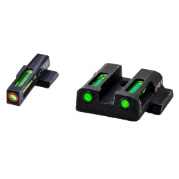 HiViz MPSN521 LiteWave H3 Sight Set for SW Shield Green Tritium Orange Outline Front SightGreen Fiber Optic Rear Sight