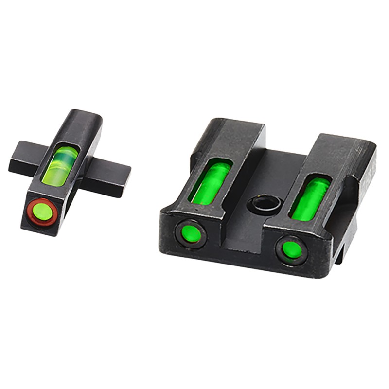 HiViz XDN521 LiteWave H3 Sight Set for Springfield XD Green Tritium Orange Outline Front SightGreen Fiber Optic Rear Sight