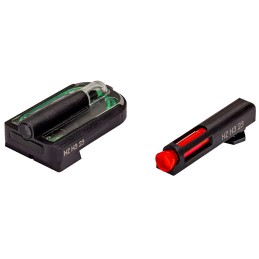 HiViz GLMFD21 FastDot  H3 Sight Set for Glock MOS Red Fiber Optic Front SightGreen Tritium Rear Sight