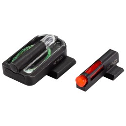 HiViz MPFD21 FastDot  H3 Sight Set for SW MP Red Fiber Optic Front SightGreen Tritium Rear Sight