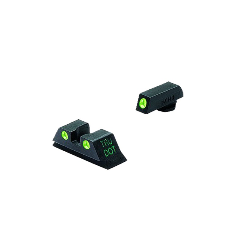 Meprolight USA 102223101 TruDot  Green Tritium White Outline Front SightGreen Tritium White Outline Rear Sight Glock LargeStanda