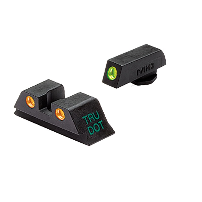 Meprolight USA 102243301 TruDot  Green Tritium White Outline Front SightOrange Tritium White Outline Rear Sight Glock 17192223