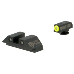 Night Fision GLK001003YGZ Tritium Night Sights For Glock  Green Tritium Yellow Outline Front Sight Green Tritium Black Outline R