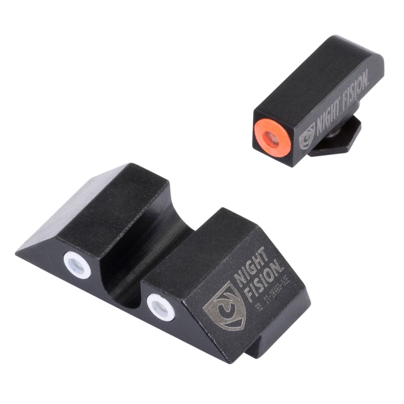 Night Fision GLK001007OGW Tritium Night Sights For Glock  Green Tritium Orange Outline Front Sight Green Tritium White Outline R