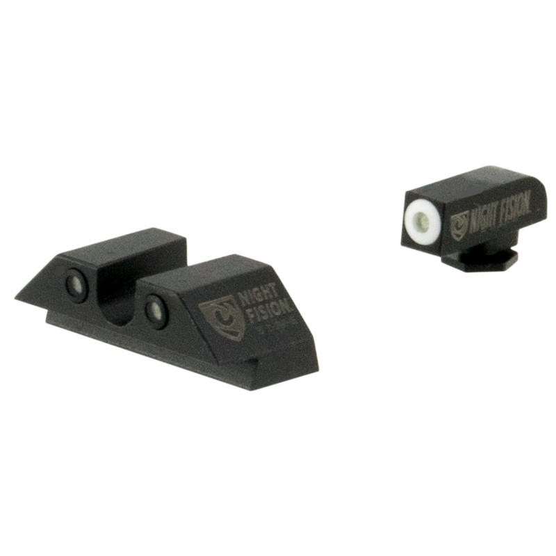 Night Fision GLK001007WGZ Tritium Night Sights For Glock  Green Tritium White Outline Front Sight Green Tritium Black Outline Re