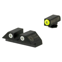 Night Fision GLK002007YGW Tritium Night Sights For Glock  Green Tritium Yellow Outline Front Sight Green Tritium White Outline R