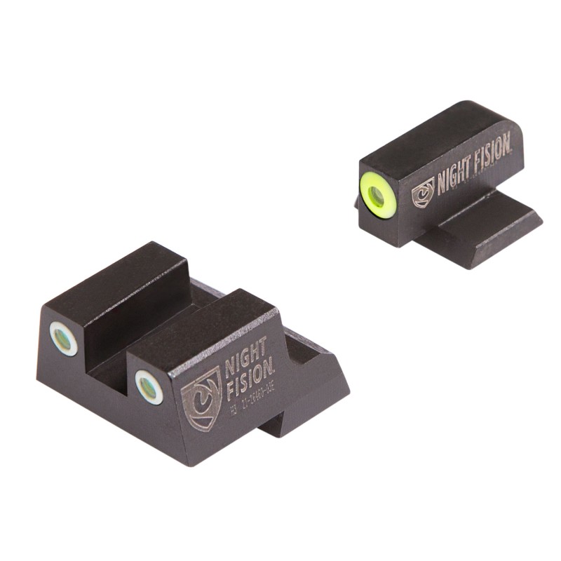 Night Fision CNK026003YGW Tritium Night Sights for Canik  Green Tritium Yellow Outline Front SightGreen Tritium White Ring Rear 