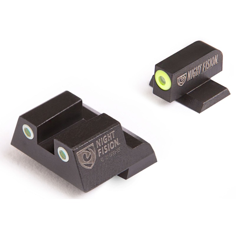 Night Fision CNK027003YGW Tritium Night Sights for Canik  Green Tritium Yellow Outline Front SightGreen Tritium White Ring Rear 