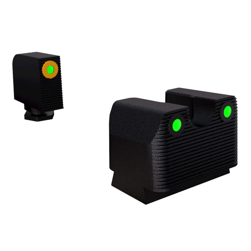 Rival Arms RA3A231G Night Sights for Glock MOS  Green Tritium Orange Outline Front SightGreen Tritium Black Outline Rear Sight G