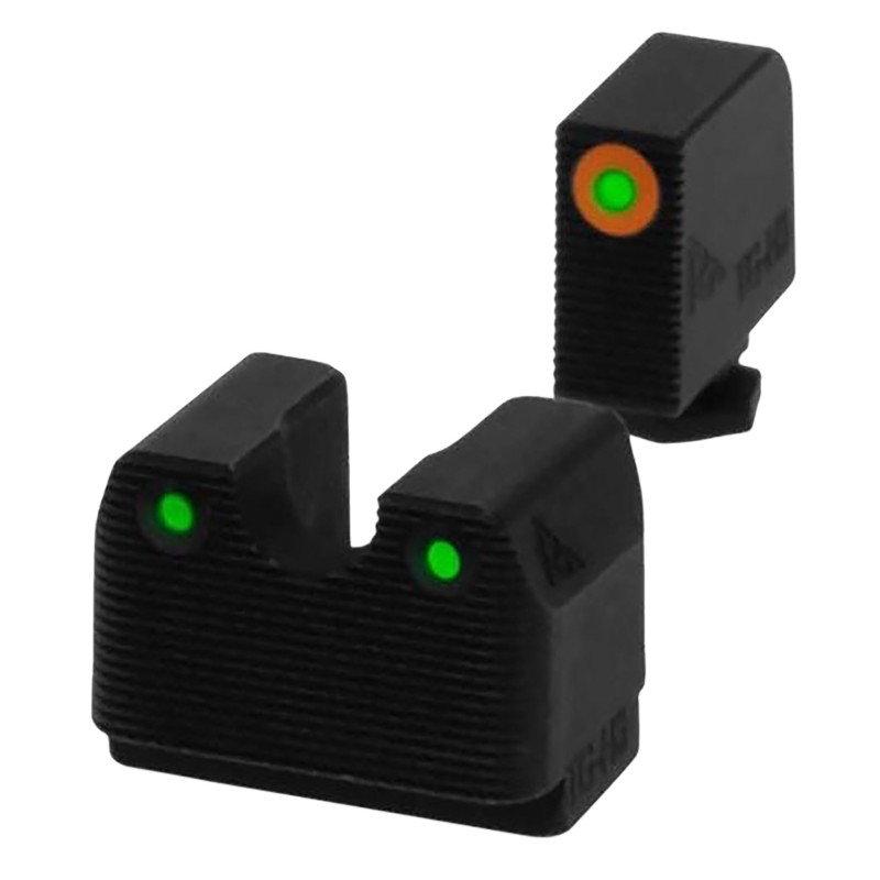 Rival Arms RA4A231G InLine MOS Night Sights for G17G19  Green Tritium Orange Outline Front SightGreen Tritium White Outline Rear