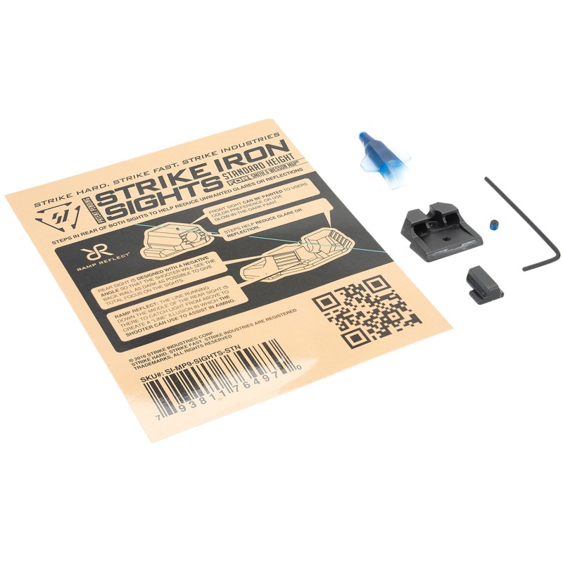 Strike Industries MP9SIGHTSSTN Strike Iron Sights  BlackBlank Front Sight BlackBlank Rear Sight Smith  Wesson MP Standard Height