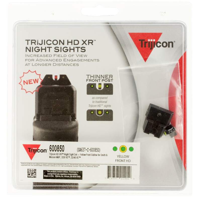 Trijicon 600850 HD XR Night Sights  GreenTritium Yellow Outline Front SightGreen Tritium Black Outline Rear Sight Smith  Wesson 