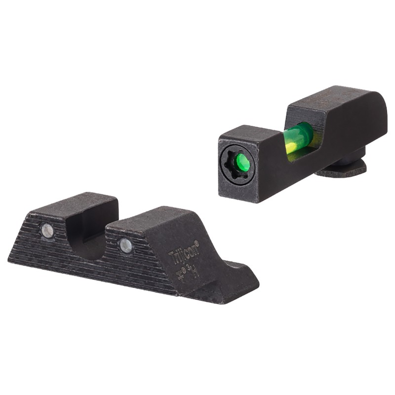 Trijicon 601106 DI Night Sight Set  GreenTritiumFiber Optic Front SightGreen Tritium Black Outline Rear Sight Glock 4243 Small F